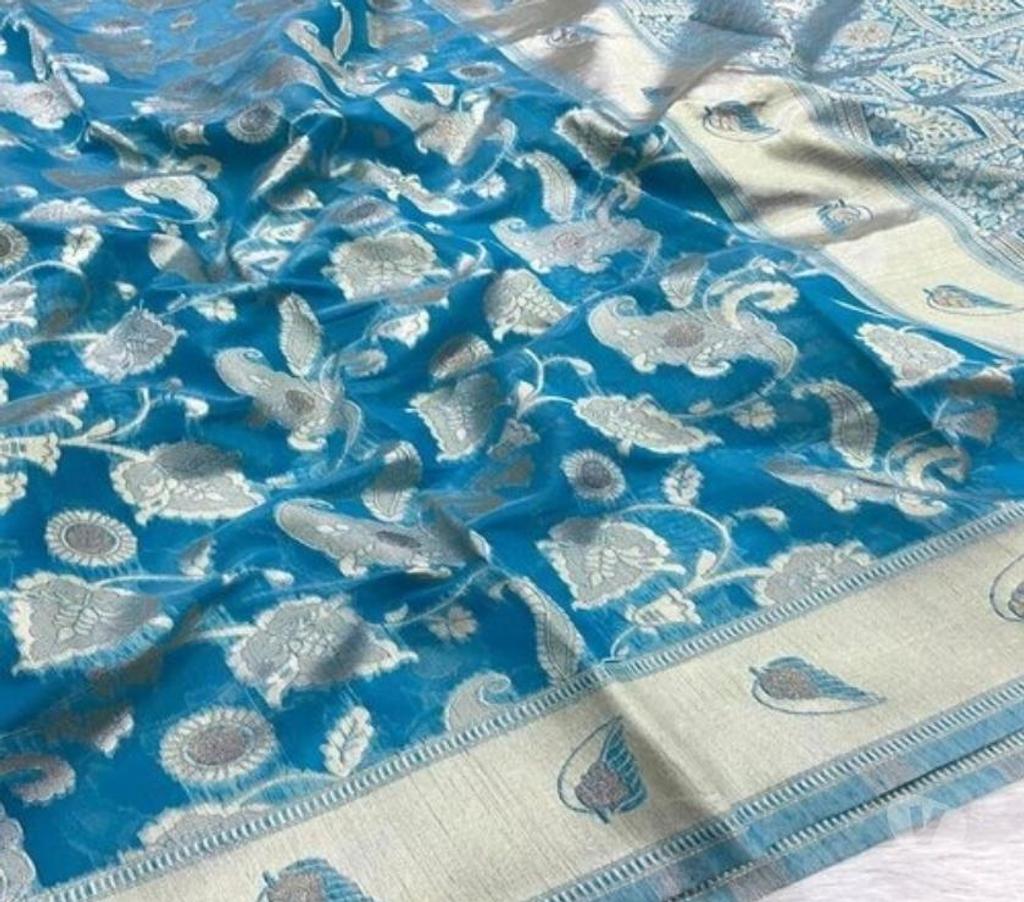 Buy & Sell Clothes Kolkata - Photos for Blue Linen Cotton Saree