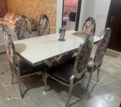 Buy & Sell Furniture - Photos for Elegant Marble-Top Luxury Dining Set First-Class Condition