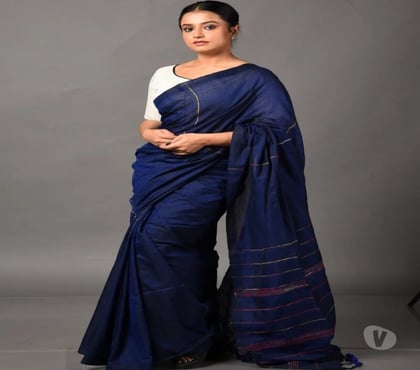 Clothes for sale - Photos for Dark-Blue Handmade Cotton Saree