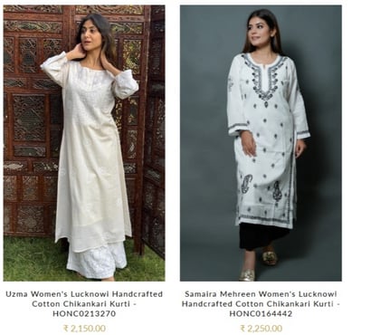 Clothes & Accessories - Photos for Elegant White Chikankari Kurta for Women — Nazranachikan