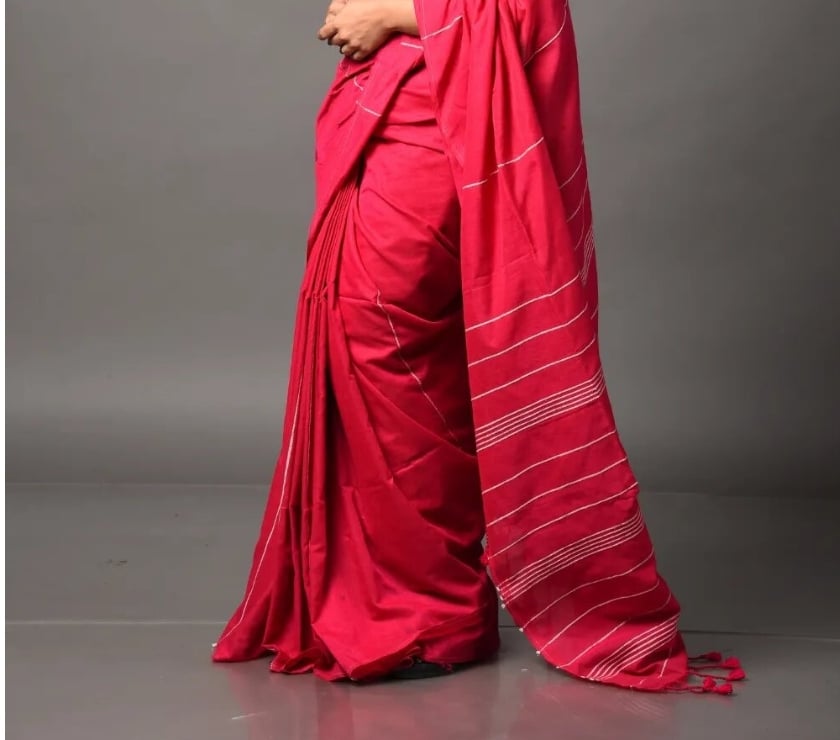 Buy & Sell Clothes Kolkata - Photos for Stylish Dark-Pink Khesh Cotton Saree