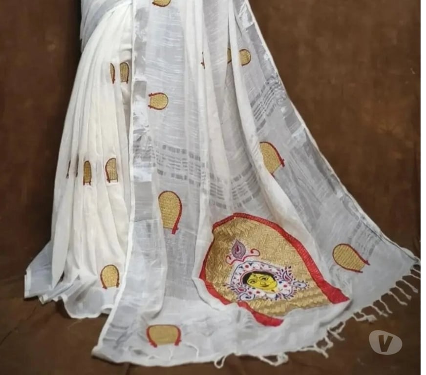 Buy & Sell Clothes Kolkata - Photos for Elegant White Cotton Saree