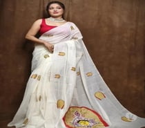 Elegant White Cotton Saree
