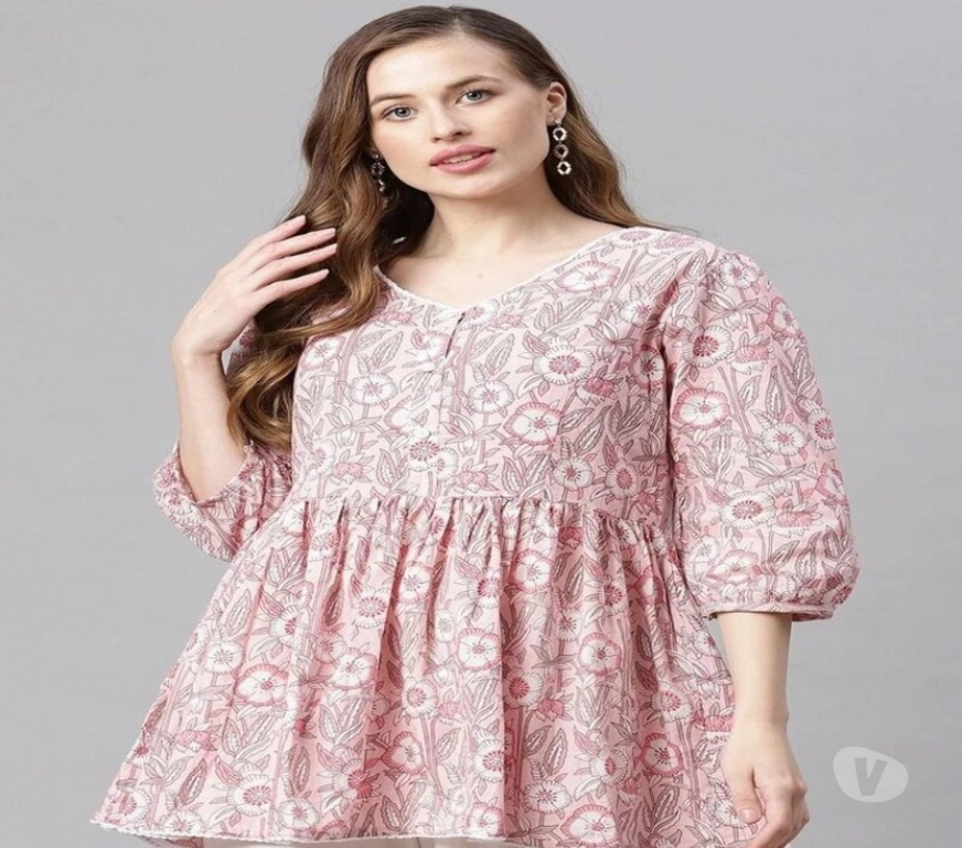 Buy & Sell Clothes Kolkata - Photos for Baby Pink Floral Printed Peplum Top