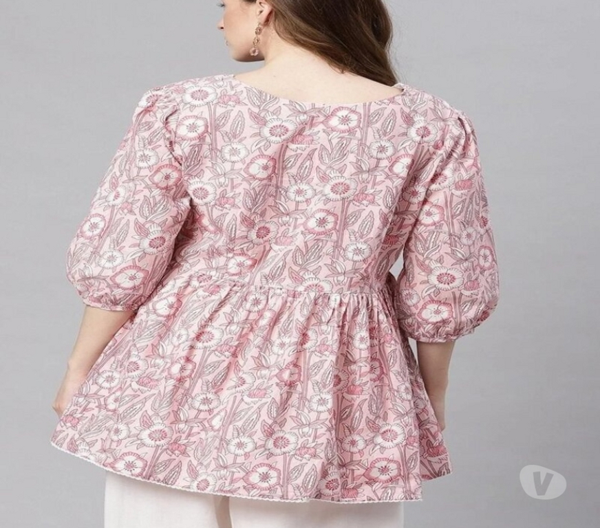 Buy & Sell Clothes Kolkata - Photos for Baby Pink Floral Printed Peplum Top
