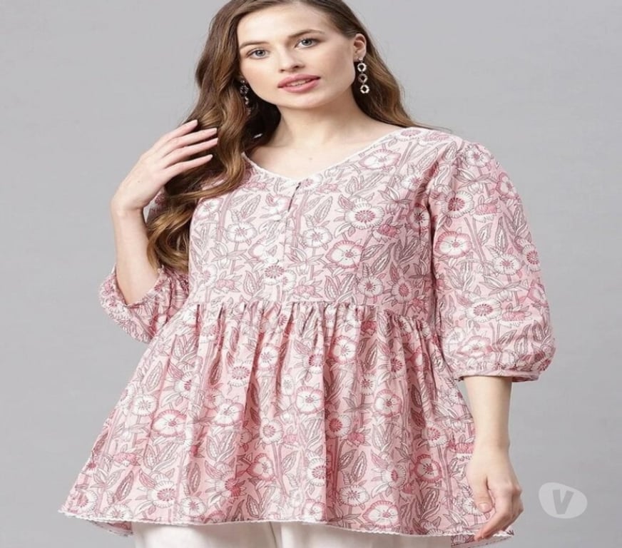 Buy & Sell Clothes Kolkata - Photos for Baby Pink Floral Printed Peplum Top