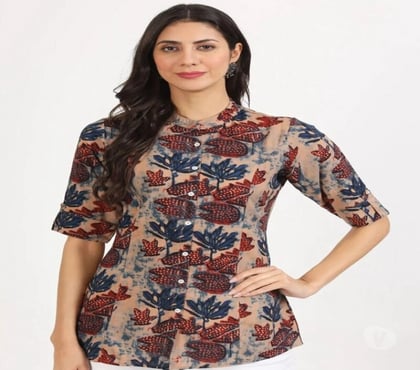 Buy & Sell Clothes - Photos for Stylish Beige Hand Blocked Printed Short Kurta