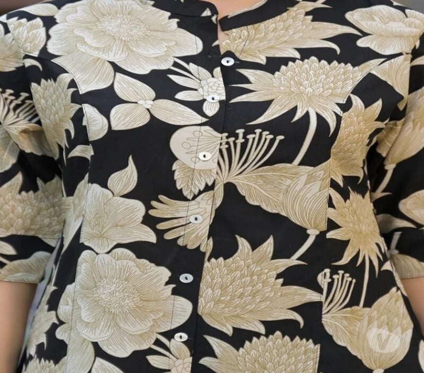 Buy & Sell Clothes Kolkata - Photos for Elegant Black Floral Printed Jaipuri Short Kurta