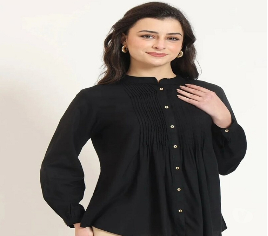 Buy & Sell Clothes Kolkata - Photos for Black Solid Pleated Jaipuri Short Kurta