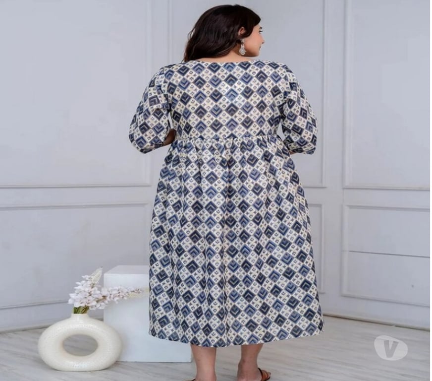 Buy & Sell Clothes Kolkata - Photos for Blue Ethnic Printed Maternity Jaipuri Dress