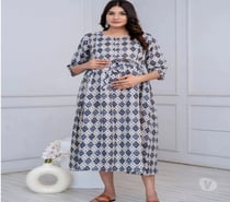 Blue Ethnic Printed Maternity Jaipuri Dress