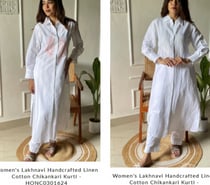 Chikan Kurti Online, Stylish Chikankari Long Kurti for Women