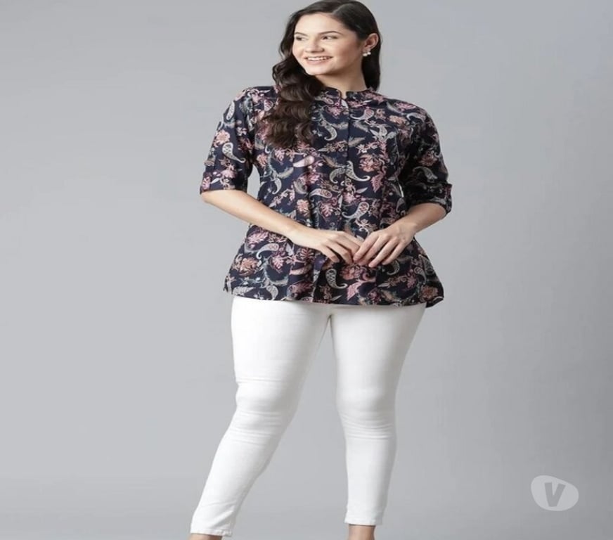 Buy & Sell Clothes Kolkata - Photos for Blue Floral Printed Short Kurta