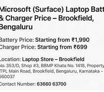 Microsoft Laptop Battery & Charger Price
