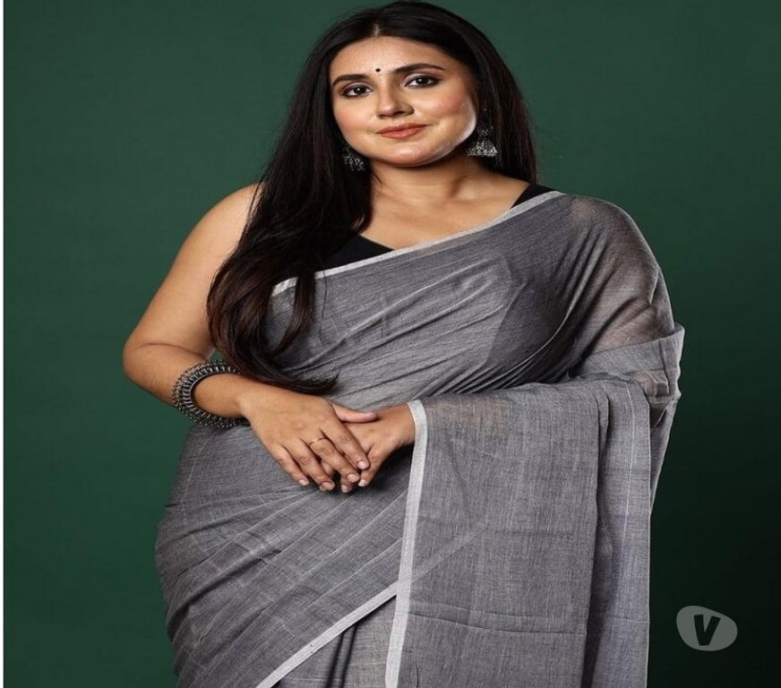 Buy & Sell Clothes Kolkata - Photos for Gray Mulmul Cotton Saree