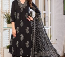 Buy Hand Block Floral Print Straight Suit Set Online