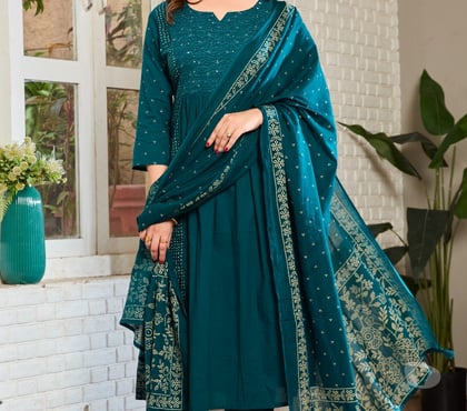Buy & Sell Clothes - Photos for Buy Hand Block Floral Print A-Line & Anarkali Suit Sets