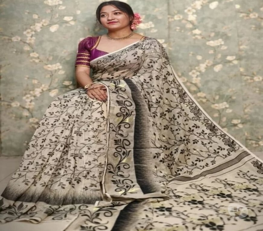 Buy & Sell Clothes Kolkata - Photos for Off-White Designer Soft Jamdani Saree