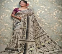Off-White Designer Soft Jamdani Saree