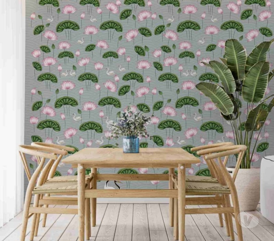 Renovation services New Delhi - Photos for Pichwai Kamal Talai Lotus Pond Wallpaper | Wall Curry