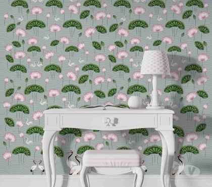 Renovation services - Photos for Pichwai Kamal Talai Lotus Pond Wallpaper | Wall Curry